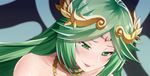  animated animated_gif blush erokosei green_eyes green_hair hair_ornament jewelry kid_icarus kinnotama_(erokosei) long_hair necklace nintendo open_mouth palutena sexually_suggestive sweat tongue winterwind 