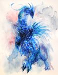  blue color_ink_(medium) dragon highres kourai no_humans original solo traditional_media watercolor_(medium) 