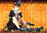  animal_ears animal_hat brown_eyes cat_ears emiya_shirou fate/stay_night fate_(series) fishnets gloves halloween hat kogarasumaru male_focus paw_gloves paw_shoes paws red_hair shoes shorts solo thighhighs torn_clothes torn_legwear 