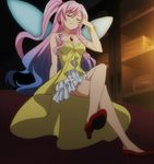  eyes_closed fairy fairy_wings inou-battle_wa_nichijou-kei_no_naka_de litia_(inou-battle) long_hair pink_hair screencap wings 