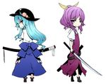  hinanawi_tenshi katana multiple_girls sakuraba_yuuki sheath sword touhou watatsuki_no_yorihime weapon 