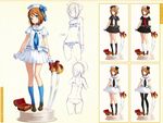  ass blue_eyes blue_legwear blush bob_cut bow bow_bra bow_panties bra brown_hair dress eiyuu_senki francis_drake_(eiyuu_senki) gloves hat highres looking_at_viewer ooyari_ashito panties rapier sailor_dress short_hair short_sleeves sketch socks solo striped striped_panties sword underwear weapon white_gloves 