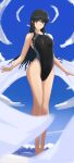  1girl absurdres amagami bangs black_hair black_swimsuit blue_eyes blue_sky breasts cloud competition_school_swimsuit drill_hair feet_out_of_frame highleg highleg_swimsuit highres long_hair looking_at_viewer medium_breasts mitojyaneeeeyo morishima_haruka school_swimsuit sidelocks sky solo standing swimsuit two-tone_swimsuit unfinished 