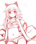  :c animal_ears blush bra cat_ears cat_tail cinderella_bust collarbone frown helma_lennartz izuoku long_hair looking_at_viewer navel panties pillow red ribbon simple_background sitting sketch solo tail tareme underwear underwear_only white_background world_witches_series 