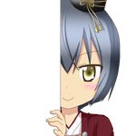  &gt;:) green_eyes grey_hair hat japanese_clothes looking_at_viewer miki_(oshiro_project) nagineko oshiro_project peeking_out short_hair smile solo tate_eboshi transparent_background v-shaped_eyebrows 