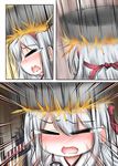  basin blush comic falling_basin flight_deck headband hitting kantai_collection long_hair open_mouth ouno_(nounai_disintegration) shoukaku_(kantai_collection) silent_comic silver_hair solo tears 