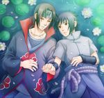  2boys brothers child flower male male_focus multiple_boys mutsumix naruto siblings uchiha_itachi uchiha_sasuke water 