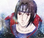  1boy male male_focus mutsumix naruto outdoors portrait snow solo tree uchiha_itachi 