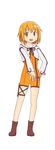  boots bow hood hooded_jacket jacket llio magical_girl mahou_shoujo_kazumi_magica mahou_shoujo_madoka_magica maki_kaoru official_style orange_eyes orange_hair short_hair shorts smile solo 