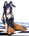  animal_ears bad_id bad_pixiv_id blue_eyes bow bowtie bunny_ears bunnysuit checkered checkered_floor detached_collar kamia_(not_found) long_hair original pantyhose solo wrist_cuffs yukino_sayuri 