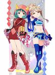  boots brown_eyes brown_hair cosplay dotaku gloves green_hair hood hoodie idolmaster idolmaster_million_live! izumi_(pokemon) izumi_(pokemon)_(cosplay) kagari_(pokemon) kagari_(pokemon)_(cosplay) multiple_girls pointing poke_ball pokemon pokemon_(game) pokemon_oras short_shorts shorts tenkuubashi_tomoka thigh_boots thighhighs tokugawa_matsuri yellow_eyes 