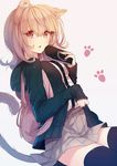  animal_ears backpack bag black_legwear breasts caidychen cardigan cat_ears cat_tail commentary cowboy_shot crossed_arms danganronpa hair_ornament handheld_game_console holding hood hoodie kemonomimi_mode looking_at_viewer medium_breasts nanami_chiaki paw_print pink_eyes pink_hair playstation_portable pleated_skirt short_hair skirt sleeves_past_wrists solo super_danganronpa_2 tail thighhighs zettai_ryouiki 
