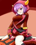  1girl assertive bar_censor blush boots censored fake_horns girl_on_top gloves grinding handjob heavy_breathing hetero high_heel_boots high_heels highres hood hoodie horned_headwear kagari_(pokemon) md5_mismatch penis pokemon pokemon_(game) pokemon_oras precum purple_eyes purple_hair ribbed_sweater short_hair smile solo_focus sweater team_magma uniform watarui yuuki_(pokemon) 