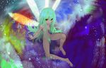  bad_id bad_pixiv_id breasts colorful fairy fairy_wings green_hair highres ladic long_hair navel nude original red_eyes sitting small_breasts solo very_long_hair wings 