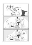  3koma ^_^ bag blush bowl chestnut claws closed_eyes comic commentary contemporary detached_sleeves greyscale heart highres horn horns kantai_collection long_hair mittens monochrome multiple_girls northern_ocean_hime o_o ribbed_sweater seaport_hime shinkaisei-kan signature sparkle spoken_heart sweater translated twitter_username yamato_nadeshiko 