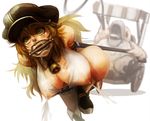  arms_behind_back bdsm bell bell_collar bit_gag blacksmith_(ragnarok_online) blonde_hair blush body_writing bondage bound breasts chariot collar covered_nipples gag gagged green_eyes hat houjicha lactation lactation_through_clothes large_breasts long_hair nipples open_mouth pony_play ragnarok_online see-through solo_focus tears whitesmith 