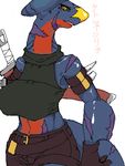  amputee breasts garchomp large_breasts lowres missing_limb scar sword weapon 