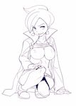  araragi_(pokemon) breasts lingerie medium_breasts monochrome nipples pokemon shirt_lift solo underwear zaitsu 