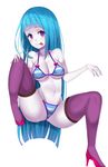  :p bad_id bad_pixiv_id bare_shoulders beeyan bikini blue_hair breasts cleavage high_heels highres long_hair me!me!me! medium_breasts meme_(me!me!me!) navel purple_eyes simple_background solo striped striped_bikini swimsuit thighs tongue tongue_out very_long_hair white_background 