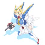  blonde_hair breasts green_eyes gundam large_breasts maid mecha_musume short_hair sprinkler ueyama_michirou v2_gundam victory_gundam 