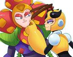  1girl android antennae blue_eyes eyeshadow g138 greenmarine helmet honey_woman makeup petals plant plant_man plantman rockman rockman_(classic) rockman_6 rockman_9 vines 