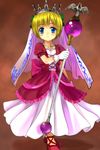  bianca&#039;s_daughter bianca's_daughter blonde_hair blue_eyes crown dragon_quest dragon_quest_v dress gown mutsuki_(moonknives) princess slippers solo staff veil 