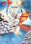  arms_up bent_leg big_breasts big_bust blonde_hair boob_window cape cleavage colour_pencils comic dc_comics exposed_legs fake_countries flying holding humor in_air kara_zor-l karen_starr looking_up original_art perspective power_girl realism realistic short_hair smile sort_of_swimsuit superhero superheroine traditional_art western_hentai 