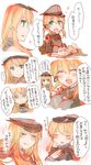  :&lt; aqua_eyes bare_shoulders bismarck_(kantai_collection) blonde_hair blush book brown_gloves chibi closed_eyes comic eyebrows eyebrows_visible_through_hair finger_to_mouth flower gloves hair_between_eyes hand_on_own_chest hat highres iron_cross kantai_collection long_hair long_sleeves military military_uniform multiple_girls open_mouth peaked_cap prinz_eugen_(kantai_collection) sideways_mouth simple_background smile solid_circle_eyes sparkle speech_bubble suna_kiririto sweat thought_bubble translation_request twintails uniform white_background white_gloves 