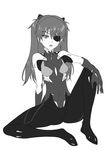  1girl artist_request female long_hair monochrome neon_genesis_evangelion okiyumi_kase plugsuit sitting solo soryu_asuka_langley spread_legs two_side_up 