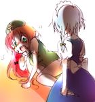  blood expressive_clothes hong_meiling izayoi_sakuya knife koro_(artist) multiple_girls scared shadow tears touhou yandere you_gonna_get_raped 