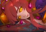  alexstrasza armor artist_request close-up face glowing_eyes horns long_hair looking_back nal_(nal's_pudding) orange_eyes red_hair redhead sad warcraft world_of_warcraft 