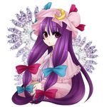  :&lt; colorized crescent hat long_hair patchouli_knowledge purple_eyes purple_hair shimizu_kokeshi solo touhou 