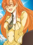  :d ^_^ ^o^ bad_id bad_pixiv_id blazer breasts buttons closed_eyes code_geass hatsuko jacket long_hair long_sleeves medium_breasts open_mouth orange_hair shirley_fenette smile solo upper_body very_long_hair 