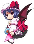  bad_id bad_pixiv_id bat_wings chibi fish hat japanese_clothes kimono lavender_hair polearm red_eyes remilia_scarlet shiratama_dango solo spear spear_the_gungnir touhou weapon wings 