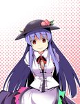  breasts cleavage fujy hat hinanawi_tenshi long_hair medium_breasts solo touhou 