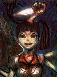  bad_id bad_pixiv_id blood cong1991 crazy crazy_eyes extra_arms grin horror_(theme) knife monoko smile solo tears teeth twintails yume_nikki 