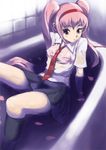  bathtub kawa_akira necktie original school_uniform skirt solo twintails wet wet_clothes 