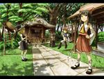  bad_id bad_pixiv_id black_hair blonde_hair blue_eyes bow box broom building day detached_sleeves donation_box ema forest gap gohei hakurei_reimu hand_on_hip hat kirisame_marisa komainu kurione_(zassou) letterboxed mary_janes multiple_girls nature outdoors pavement purple_eyes rope shide shimenawa shoes short_hair shrine torii touhou tree v witch_hat yakumo_yukari yellow_eyes 