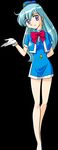  blue_hair dress legs long_hair miniskirt short_dress skirt stewardess tenjouin_katsura yat_anshin_uchuu_ryokou 