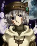  .hack//sign 1boy androgynous bird bug butterfly face full_moon gothic hat head_tilt insect irino male_focus moon purple_eyes silver_hair solo sphere third-party_edit tsukasa_(.hack//) turtleneck 