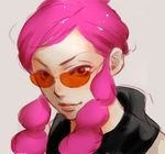  elite_four lips long_hair looking_at_viewer orange-tinted_eyewear pachira_(pokemon) pink_hair pokemon pokemon_(game) pokemon_xy red_eyes sidelocks solo sunglasses team_flare upper_body vuipui 