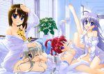  absurdres agito_(nanoha) ahoge arm_support arm_up ass asteion between_breasts blinds blue_eyes blue_hair bow bow_panties breasts brown_hair cleavage cup dress_shirt einhart_stratos flat_chest fujima_takuya hair_ornament hair_ribbon hairclip hand_to_own_mouth highres leg_up long_hair looking_at_viewer looking_back lying lyrical_nanoha mahou_shoujo_lyrical_nanoha_vivid multiple_girls off_shoulder one_eye_closed open_mouth panties purple_eyes quad_tails red_hair reinforce_zwei ribbon scan see-through shirt side-tie_panties sidelocks silver_hair sitting smile striped striped_panties tears thighhighs toothbrush underwear white_legwear white_panties x_hair_ornament yagami_hayate yawning yokozuwari 