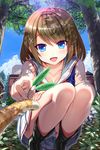  :d aldehyde animal_pov blue_eyes breasts brown_hair cat cleavage day hair_ornament hairclip kantai_collection knees looking_at_viewer maya_(kantai_collection) medium_breasts open_mouth outdoors panties pov school_uniform serafuku short_hair smile solo squatting tree_shade underwear white_panties 