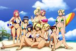  6+girls all_fours areola_slip areolae ass bare_shoulders bikini blonde_hair blue_eyes blue_hair blush breasts brown_eyes butt_crack cleavage curvy cyberunique genderswap green_eyes haruno_sakura hyuuga_hinata large_areolae large_breasts leaning_forward looking_at_viewer multiple_girls naruko naruto navel open_mouth parted_lips pink_hair red_eyes red_hair shizune_(naruto) silver_eyes sitting smile standing swimsuit tan tanline temari tenten tsunade uzumaki_kushina uzumaki_naruto wide_hips yamanaka_ino 