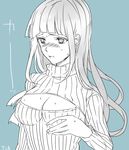  artist_name bad_id bad_twitter_id blush breasts cleavage cleavage_cutout hyuuga_hinata long_hair medium_breasts meme_attire naruto naruto_(series) open-chest_sweater sketch solo sweater tcb turtleneck 