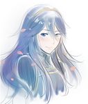  blue_eyes blue_hair closed_mouth fire_emblem fire_emblem:_kakusei hairband lips long_hair lucina portrait smile solo tusia 