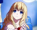  1girl amagi_brilliant_park animated animated_gif bare_shoulders blonde_hair blue_eyes facing_viewer female latifa_fleuranza looking_at_viewer smile solo tagme 