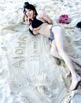  1girl asian barefoot beach black_hair breasts feet hitomi_tanaka huge_breasts nail_polish photo red_nails sand solo toenail_polish toes 