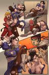  1girl aftersex blood breasts cheese-ter chun-li covering covering_breasts cum defeated hair_grab hair_pull ken_masters large_breasts nipples rape ryona ryuu_(street_fighter) street_fighter torn_clothes unconscious 