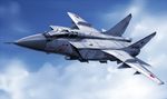  airplane cloud day fighter_jet flying jet mig-31 military military_vehicle missile no_humans original roundel russia russian sky star zephyr164 